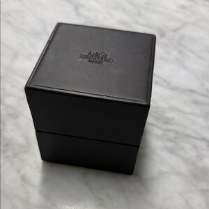HERMES Black Storage Box with Brown Velvet Like Interior for Watch Bracelet Ring